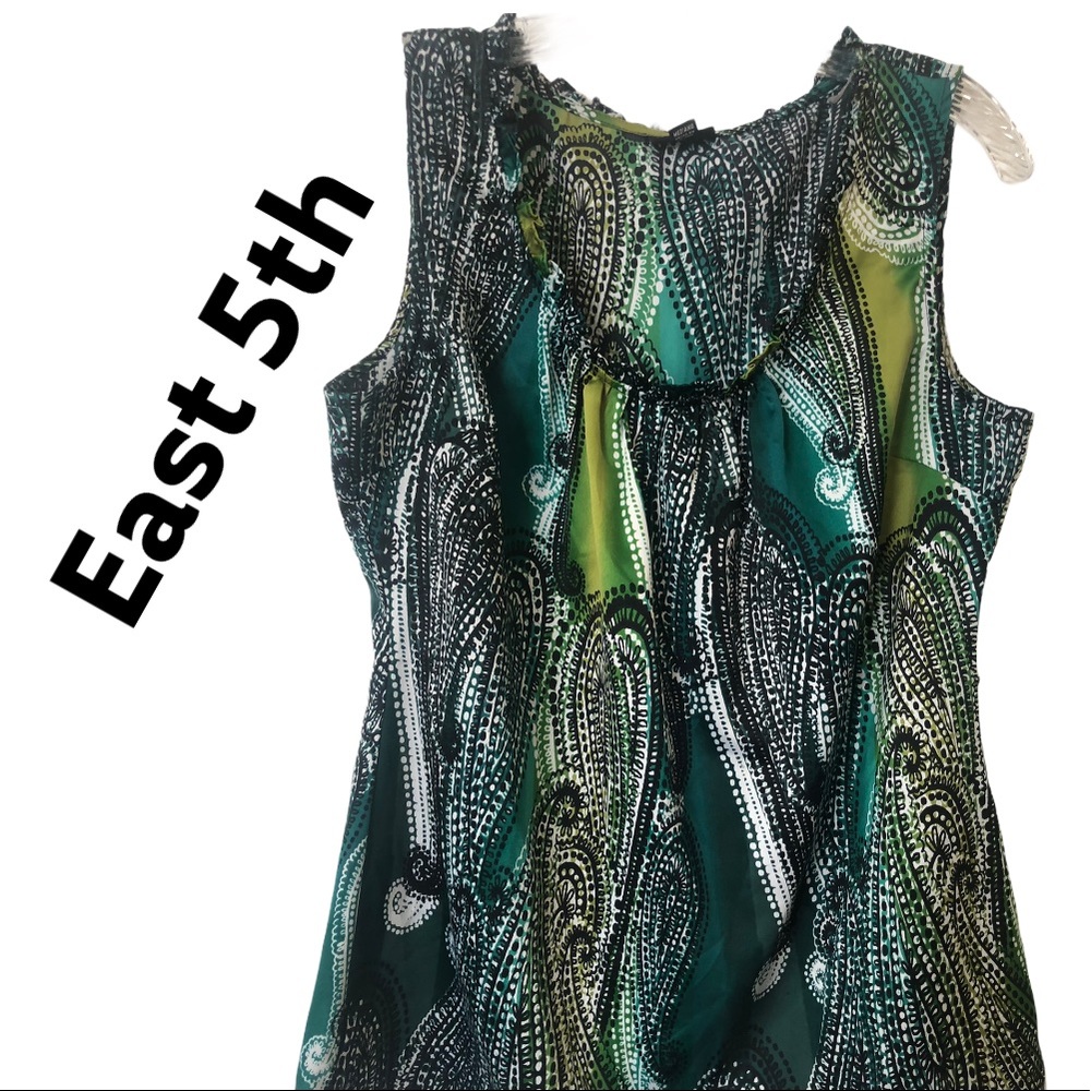 East 5th Paisley Sleeveless Pullover Top Teal M